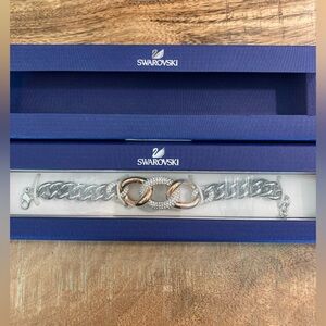 Swarovski Pave Stainless Steel Chain Link Bracelet NWB